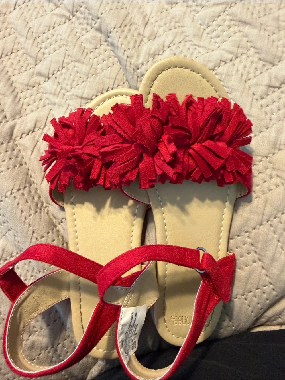 Gymboree Girls Red Pom-Pom Sandals size 2
